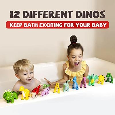 Mold Free Dinosaur Bath Toys for Toddlers, 6 Pcs No Hole No Mold Baby Bath  Toys