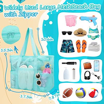 Tagitary Beach Toys Large Mesh Beach Bag with Zipper Sand Toy
