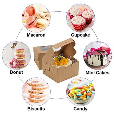 Dessert Boxes with Window 100 Pcs & 4x4x2.5 Inch, Small Treat boxes, Mini  Cake Boxes, Small Cookie Boxes, Small Bakery Boxes，Small Pastry Boxes,  Donut