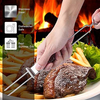 Wood-Handled Grill Tongs, 19.5/50cm Extra Long BBQ Tongs, Heavy Duty  Premium Stainless Steel Metal Tongs with Solid Wood Handles, for Charcoal