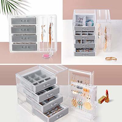 Jenseits Acrylic Jewelry Box, Clear Jewelry Organizer W/ 4 Drawers & 2 Earring  Holder, Cute Jewelry Box For Bracelet Necklace Rings Storage, Dustproof  Velvet Jewelry Display Case Gift For Women Girls - Yahoo Shopping