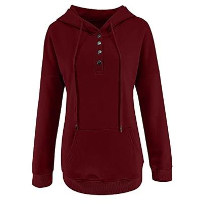 Hoodies for Women Oversized Sweatshirts Plain Hoodie Drawstring Long Sleeve  Pullover Womens Outfits Fall With Pocket