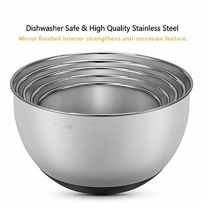 X-Chef Mixing Bowls with Lids, Stainless Steel Serving Storage Bowls Set of  5 with Measurement, Stackable & Non-slip - Yahoo Shopping