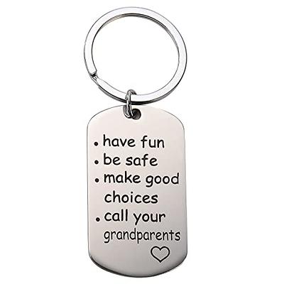 LIBOOI Drive Safe Keychain, Have Fun Be Safe Make Good Choices Stainless Steel Keychain Christmas Birthday Gifts