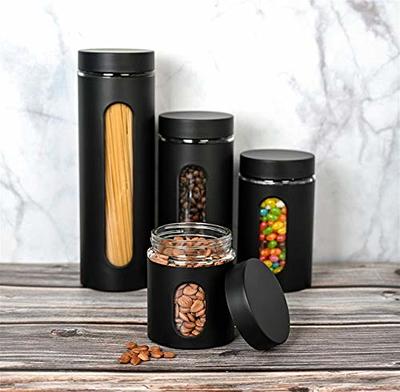 Glass Canisters with Matte Black Lids