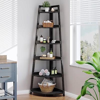 Dark Grey Corner Shelf 5-Tier Cabinet Bookshelf Stand Storage Rack