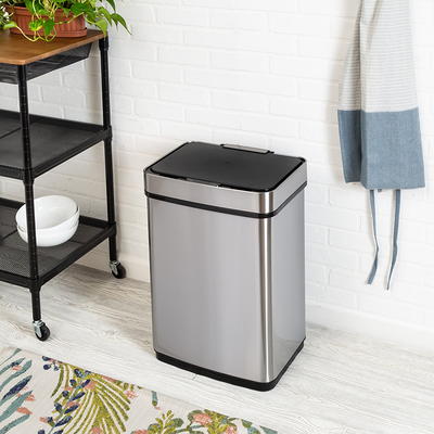 Qualiazero 13.2 Gallon Trash Can, Rectangular Step On Kitchen Trash Can,  White - Yahoo Shopping