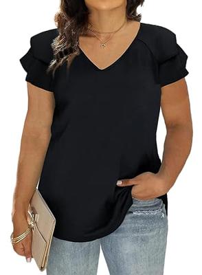 MIROL Women's Short Sleeve Tunic Tops Basic Loose T Shirts Solid