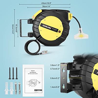 Craftsman Heavy Duty Retractable Extension Cord, 75 ft with 4 Outlets- 14AWG SJTW Cable- Outdoor Power Cord Reel