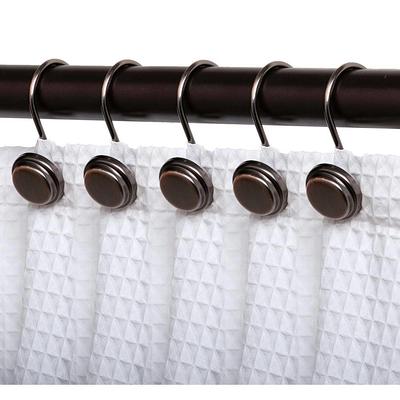 Better Homes & Gardens Brushed Nickel Easy Gliding Double Shower Curtain  Hooks, Rustproof Set of 12 