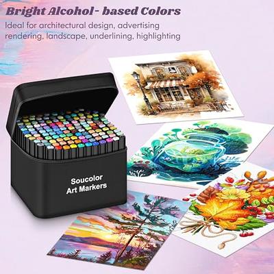 SiwaQio 80 Colors Alcohol Markers with APP Art Markers Pens Dual Tips for  Kids Adult Artists Drawing Sketching Coloring Illustration, Alcohol Based