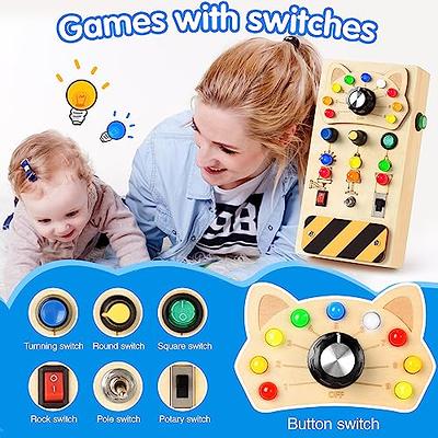 Toddler Busy Board for 1 Year Old, Montessori Toy Busy Book for Toddlers  1-3 with Fishing Game Motor Skills, Educational Learning Toy Car Airplane