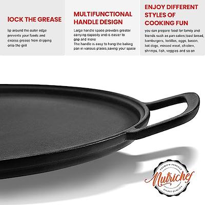 Home Basics Cast Iron Skillet Griddle (Black) Iron Griddle For Pancakes,  Bacon, Burgers, and More | Nonstick Large Cast Iron Griddle With Handles 