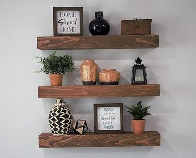 Gallery Solutions Farmhouse Two Tier Metal and Wood Floating Shelf