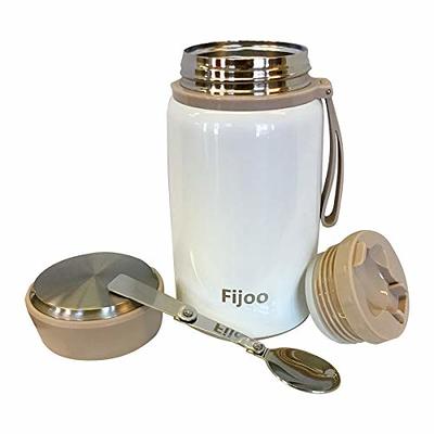 Fijoo 16oz Stainless Steel Thermos Food Jar + Folding Spoon (Blue