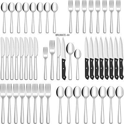 48-Piece Black Silverware Set with Steak Knives, AIVIKI Black Flatware Set  for 8, Stainless Steel Cutlery Set, Tableware Utensils Includes Spoons