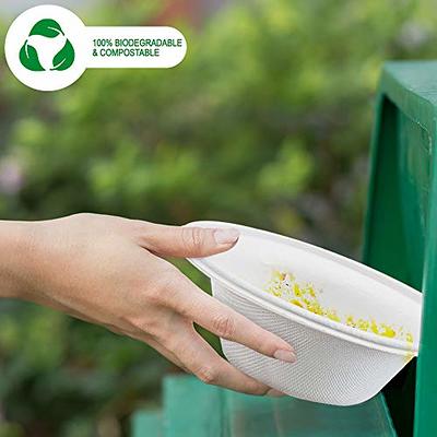 100% Compostable 12 oz. Heavy-Duty Paper Bowls [125 Pack] Eco-Friendly Disposable Sugarcane - Kraft