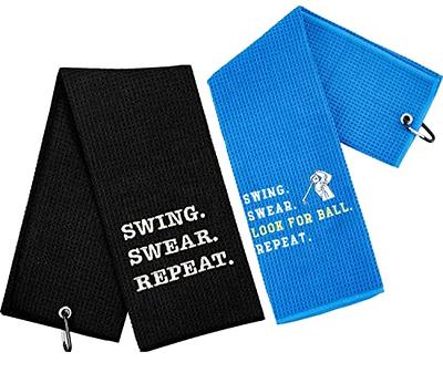 Funny Golf Towel, Swing Swear Repeat, Golf Gifts for Men - Golf Accessories  for Men, Embroidered Golf Towels for Golf Bags with Clip, Black Black-swing  Swear Repeat