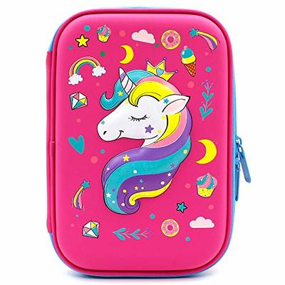 Unicorn Pencil Case for Girls, 3D Large Capacity Portable Pen Pouch with  Compartment, Cute Unicorn Zipper Storage Cartoon Pencil Bag Stationery Box