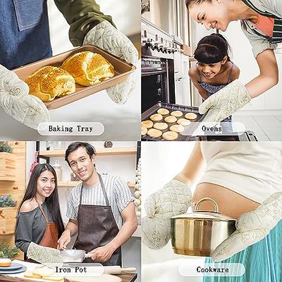 1 Pair Short Oven Mitts, Heat Resistant Silicone Kitchen Mini