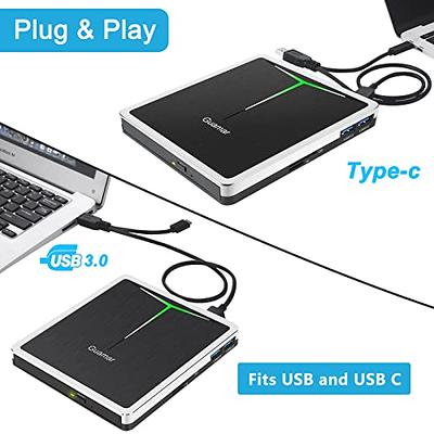 External CD/DVD Drive for Laptop, USB 3.0 & Type C CD DVD +/-RW Drive