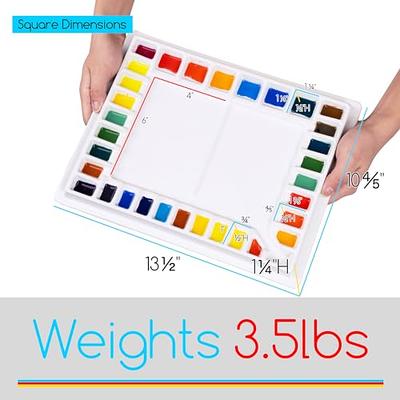 MEEDEN 8-Well Ceramic Artist Paint Palette, Square Porcelain Watercolor Palette, White Ceramic Mixing Tray for Gouache Painting, Oil Painting, Acrylic