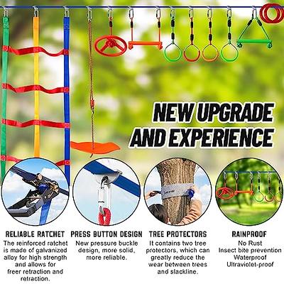 Ninja Warrior Obstacle Course for Kids-Ninja Slackline 52ft with