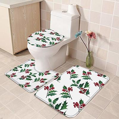 3pcs Bathroom Rugs Set Microfiber Plush Bath Rug Non Slip Absorbent Bath Mat  Set