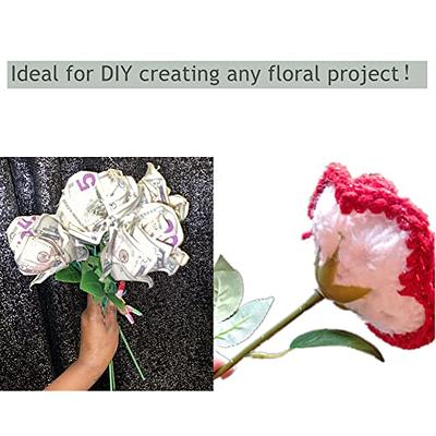 YOKOKE 30Pcs Floral Wire Stem with Leaves and 30Pcs Artificial Flower  Calyxes Set Plastic Rose Floral Wire DIY Craft Bouquet Plastic Flower  Sepals