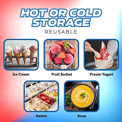 Ice Cream, Sorbet Storage Freezer Container with Lids, BPA Free, Dishwasher Safe Tub. Double Insulated, 1.5 Quart, Red. Non Slip Base, Stackable on