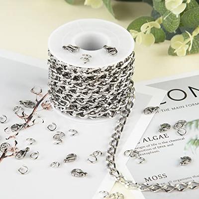 UMAOKANG 16.4 Feet Silver Stainless Steel Chains for Jewelry Making Cable  Long Craft Link Chain Roll Paperclip Necklace Chains Bulk with Jump Rings