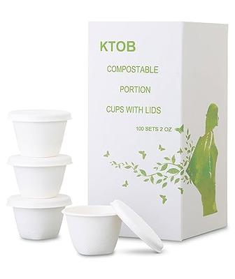 Condiment Cups with Lids, 100 Sets: 2 oz Disposable Small Plastic  Containers for Salad Dressings, Sauce and Jello Shots