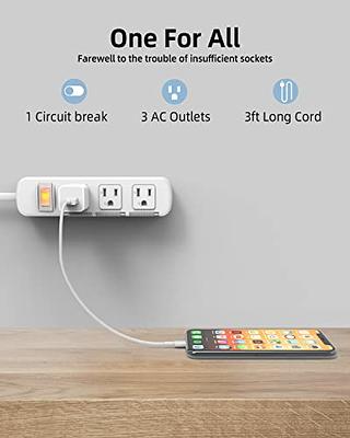 Humpptom Flat Extension Cord, Flat Plug Power Strip, Outlet Covers