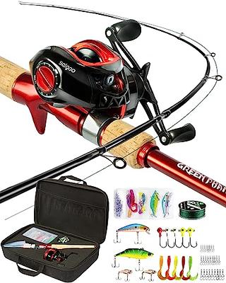  Fiberglass Fishing Pole - Strike Series Collapsible Rod and Spinning  Reel Combo Gear for Catching Walleye, Bass, Trout, and More by Wakeman  (Black) : Sports & Outdoors
