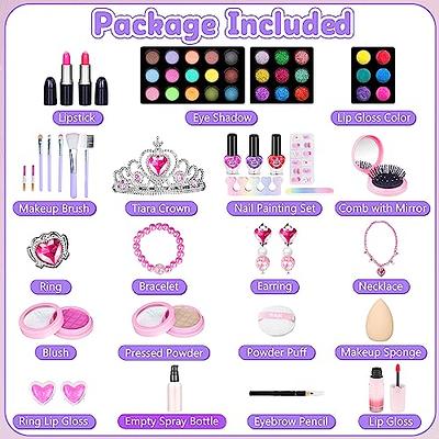 Hollyhi 62Pcs Kids Makeup Kit for Girl, Washable Play Makeup Toys Set for  Dress Up, Beauty