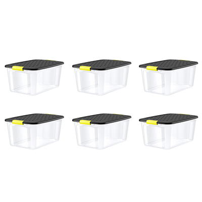 55 Gal. Tough Storage Tote in Black with Yellow Lid