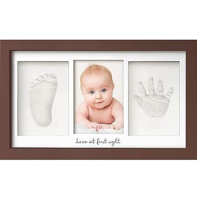 Babyprints Photo Frame Kit Newborn Baby Handprint, Footprint Wooden White