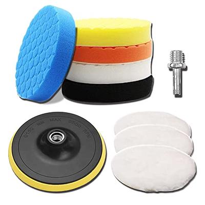 5 Pcs Wool Polishing Pad Set Car Buffing Wheel Tool 3/4/5/6/7 inch Drill  Polish Disc Kit for Drill Buffer Attachment with M14 Drill Adapter