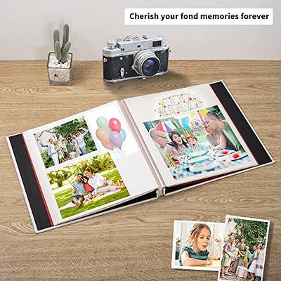 potricher 11x10.6 inch Self Adhesive Photo Album Sticky 3x5 4x6 5x7 6x8 8x10 8.5x11 Magnetic Scrapbook Album 40 Pages Linen Cove