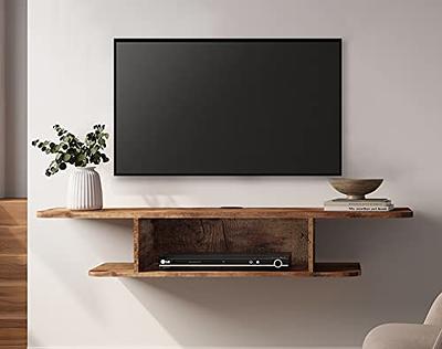 Pmnianhua Floating TV Shelf,47''Wall Mounted Floating TV Stand, Floating  Media Console,Wall TV Console,Under TV Entertainment Shelf with 2 Doors for