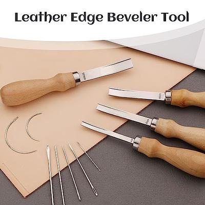 TLKKUE 4 Sizes Leather Edge Skiving Beveler Tools, Wide Leather