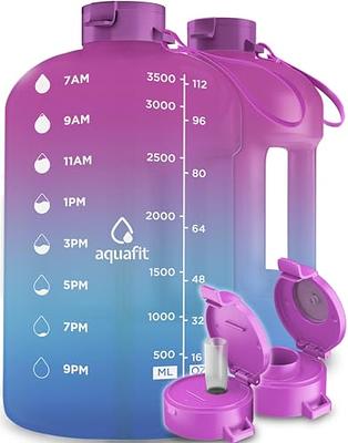 AQUAFIT - Water Bottle with Straw - Motivational Water Bottle, Big Water  Bottle with Time Marker - 1 Gallon, Clear