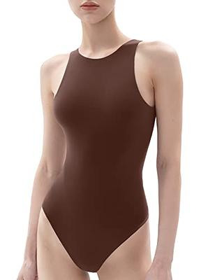 Knot Front Long Sleeve Bodysuit - Brown & Thong - PUMIEY – Pumiey