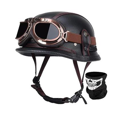 German Style Motorcycle Helmet, Retro Leather Thin Skull Cap Half