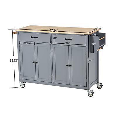 LUMISOL Mobile Kitchen Island Cart for Kitchen, Rolling Kitchen Island on Wheels for Living Room with Large Storage Cabinets, Buffet Cabinet Storage