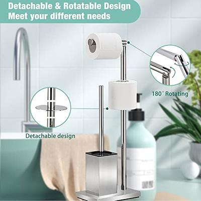 Double Roll Toilet Paper Holder with Phone Shelf - Bathroom Tissue Dispenser - Modern Style (Brushed Nickel)