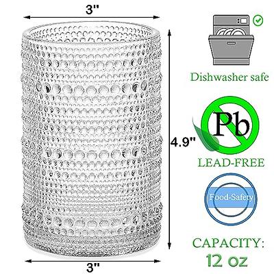 Cheardia 6 Pack Vintage Drinking Glasses, 12 oz Hobnail Drinking Glasses  Embossed Water Glassware Set, Clear Bubble Cups for Beverages, Water,  Juice, Beer, Cocktail and Milk - Yahoo Shopping