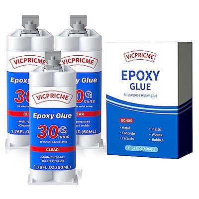 Vicpricme 2 Part Epoxy Glue Clear, 1.76Oz Syringe, Waterproof Plastic Weld  Adhes