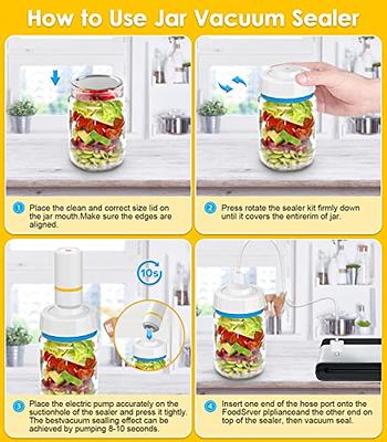 Electric Jar Vacuum Sealer for Mason - Food Vacuum Saver Can Sealer Jar  Seal Pump Kit Accessories for Mason Jars Wide Regular Mouth Compatible with