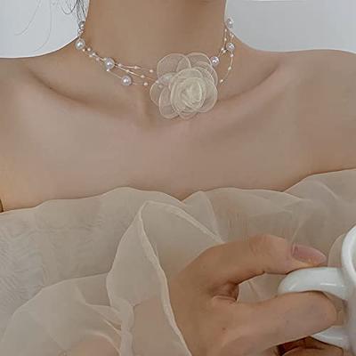 Buy Pink Pearl Necklace With White Mother-of-pearl Flowers, Choker Necklace  Online in India - Etsy